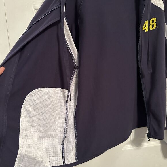 Jimmie Johnson 48 Signed NASCAR Jacket Full Zip Hooded Blue Medium - Picture 8 of 8